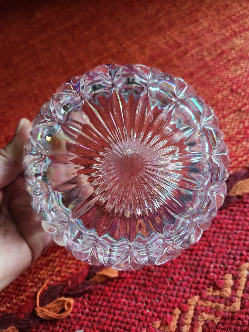 Set of 3  Dishes Crystal - Clear & Red - Picture 10 of 16